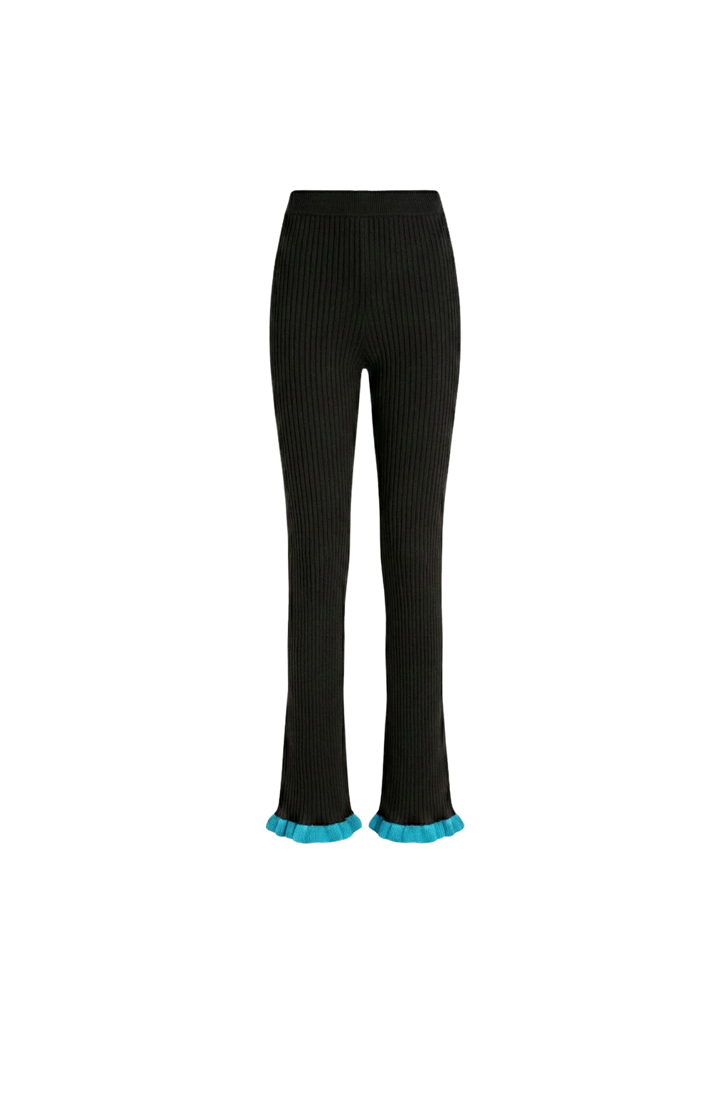 Lise Flared Pants - Black & Turquoise Merino Knit
