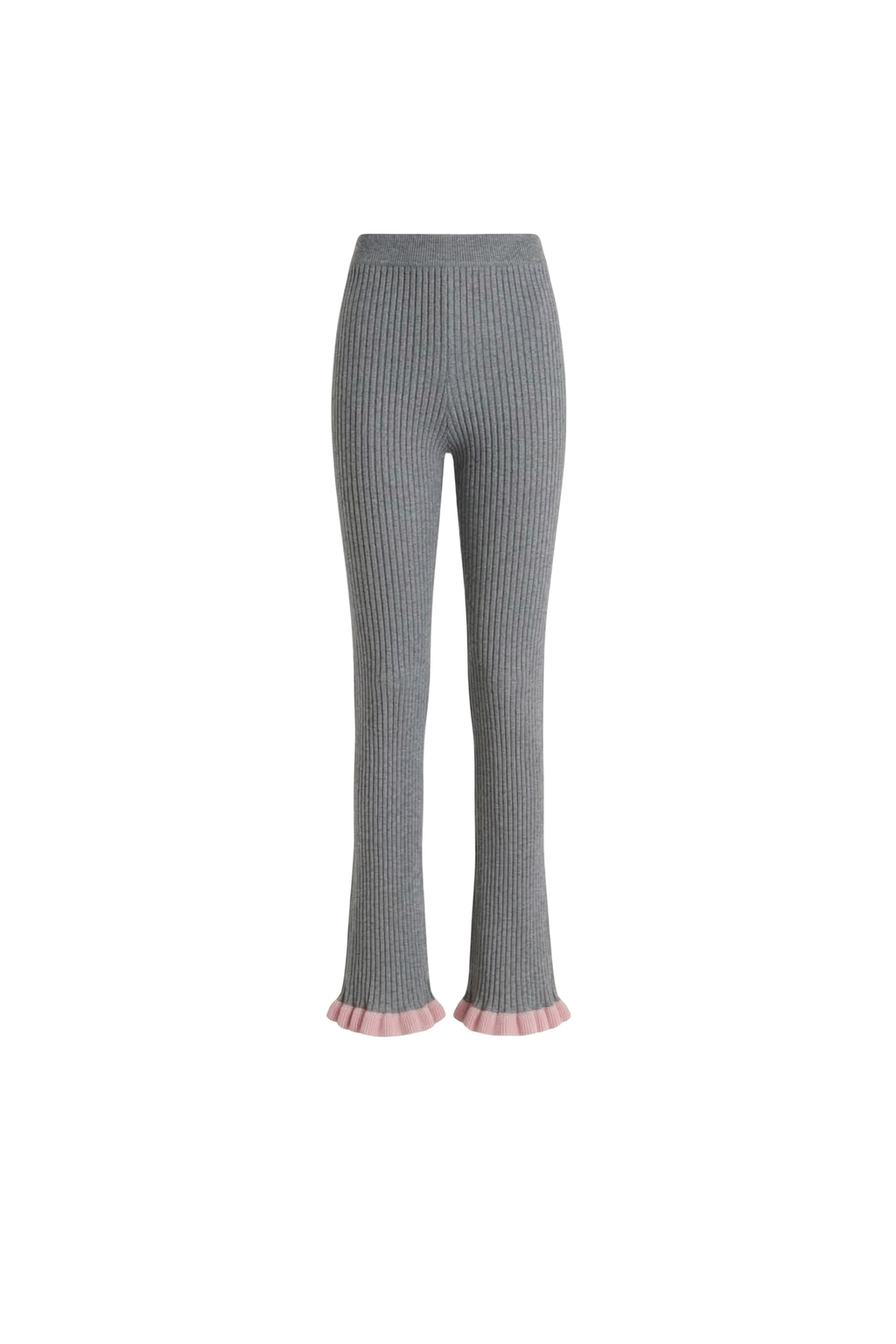 Lise Flared Pants - Light Grey & Soft Pink Merino Knit
