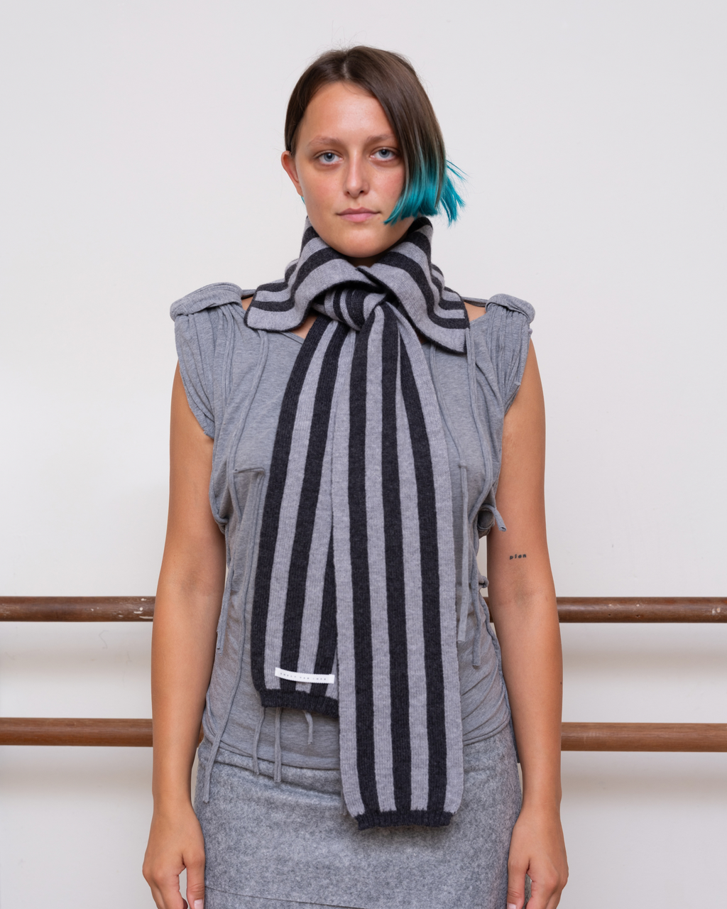 Mira Collar Scarf - Striped Merino Knit
