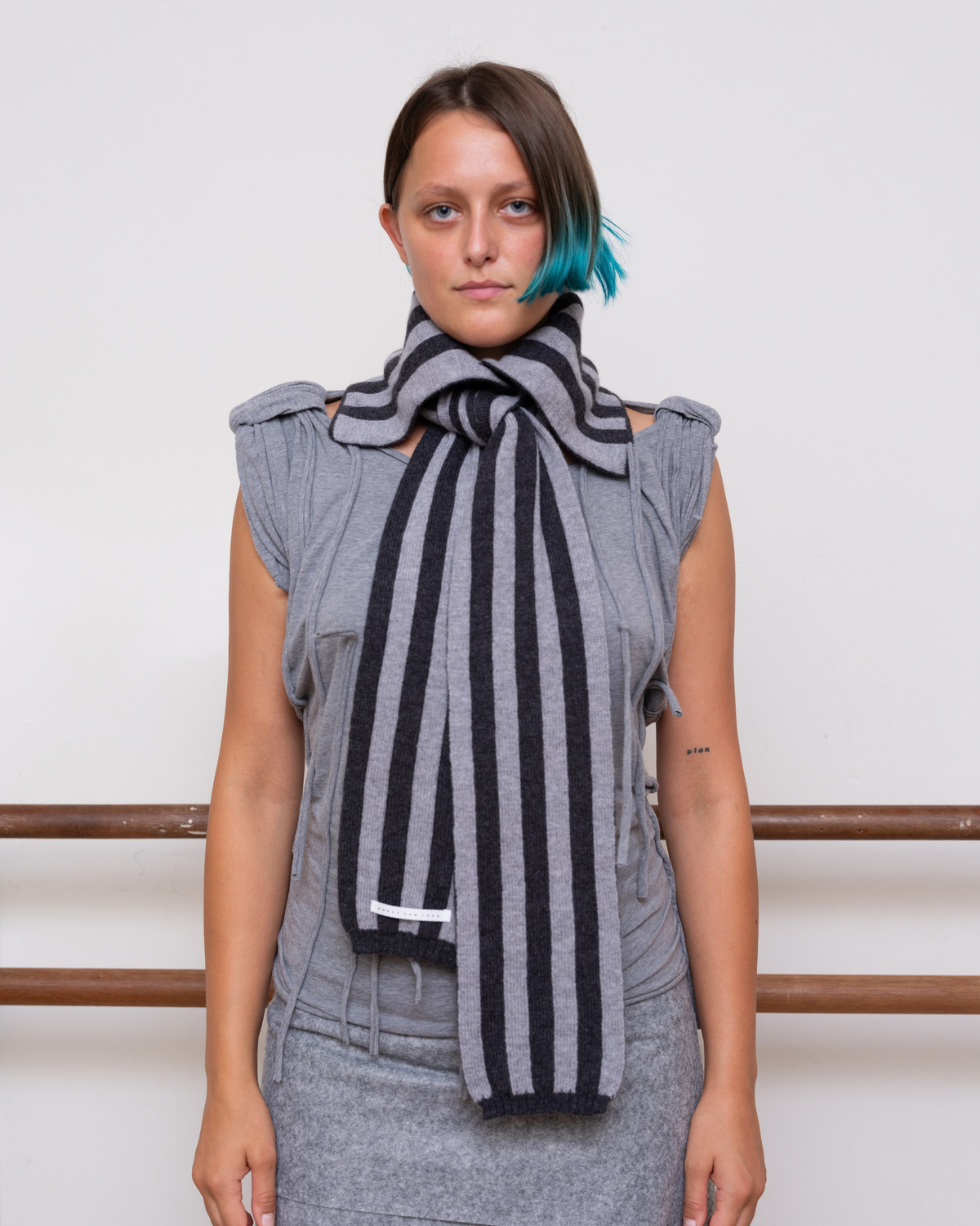 Mira Collar Scarf - Striped Merino Knit