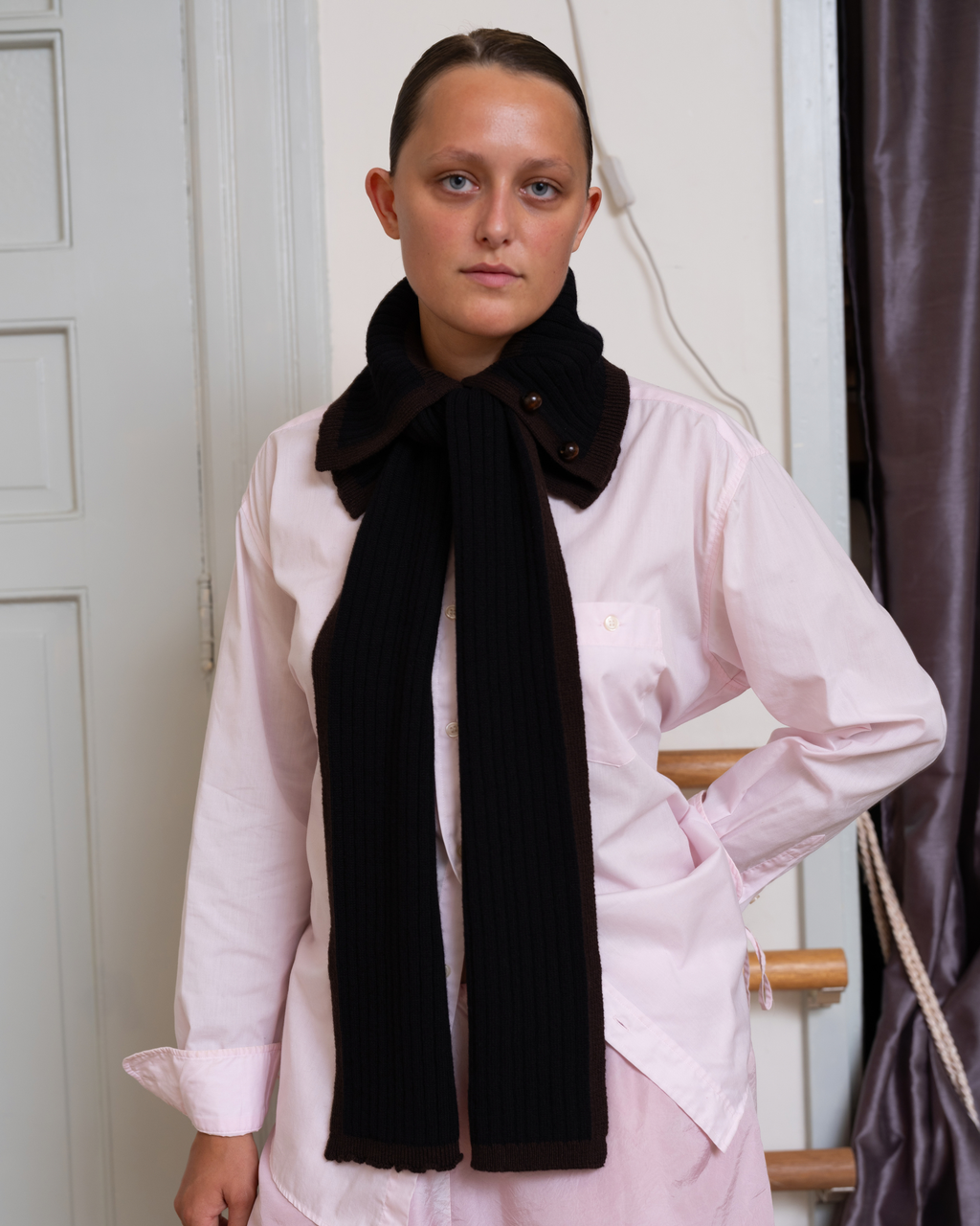 Michel Collar Scarf - Ribbed Merino Knit