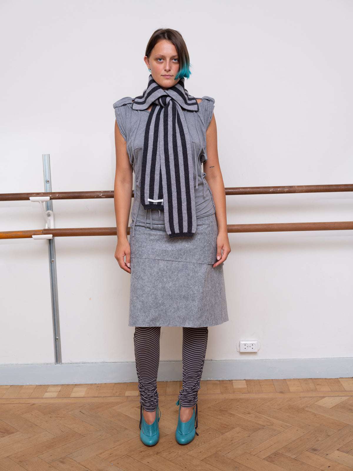 Mira Collar Scarf - Striped Merino Knit