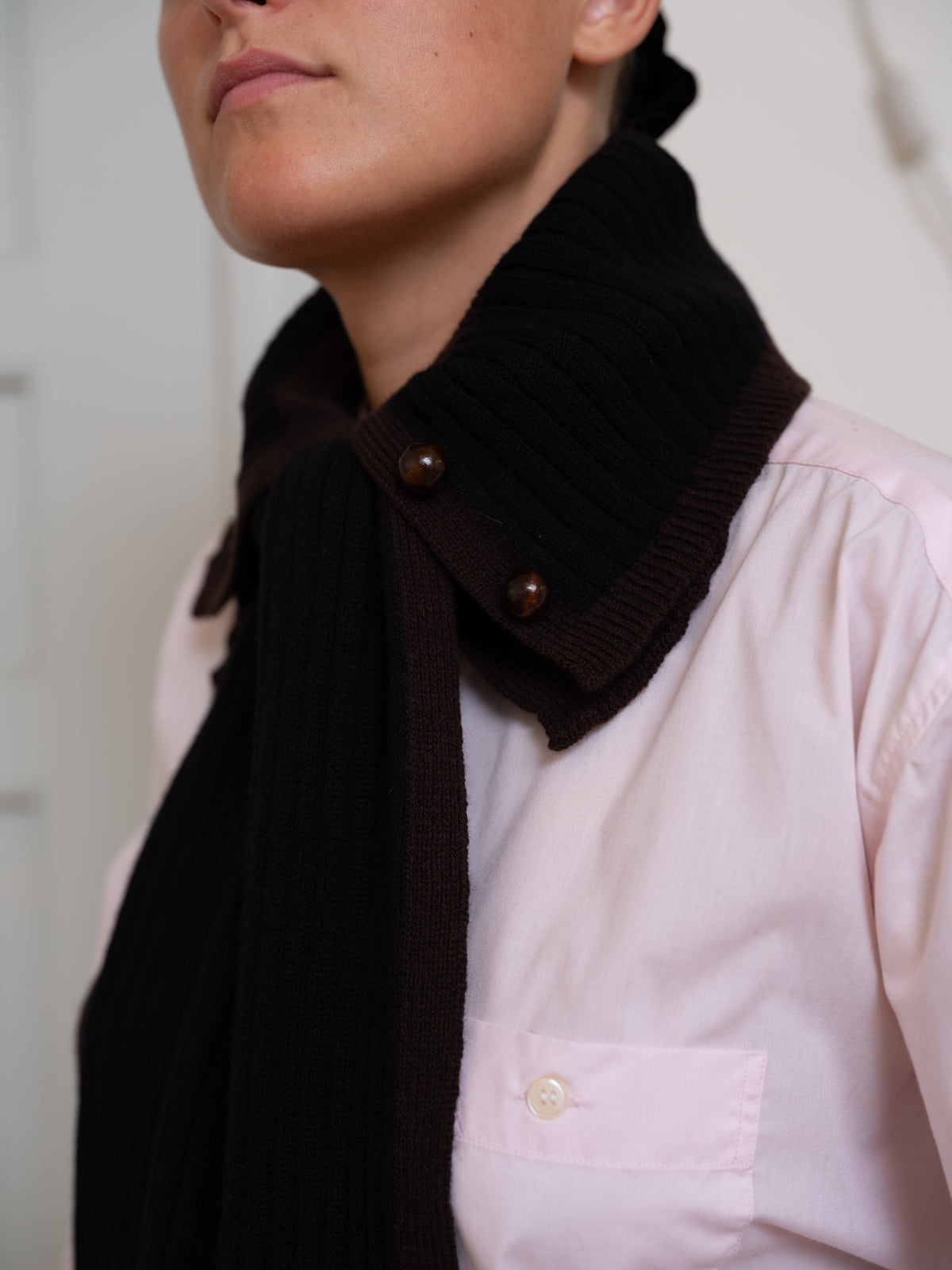 Michel Collar Scarf - Ribbed Merino Knit