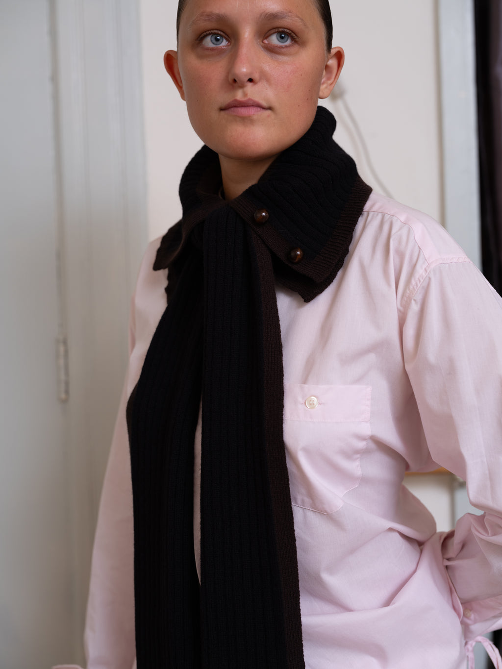 Michel Collar Scarf - Ribbed Merino Knit