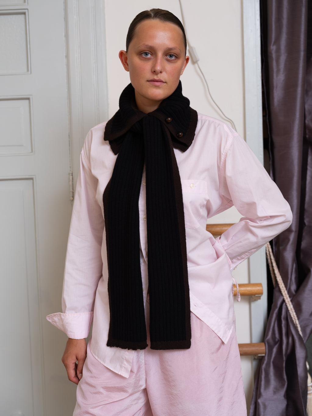 Michel Collar Scarf - Ribbed Merino Knit