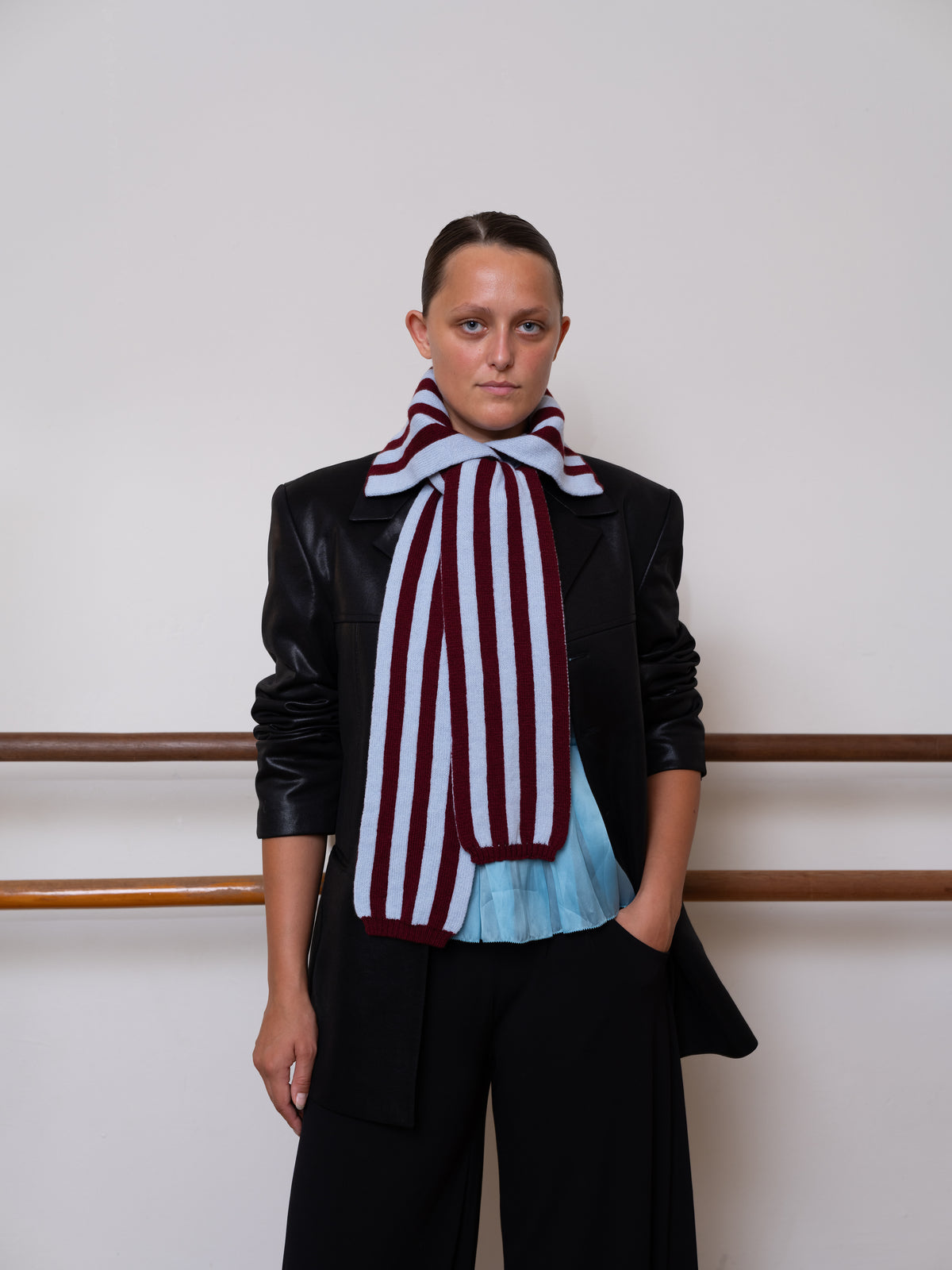 Noor Collar Scarf - Striped Merino Knit