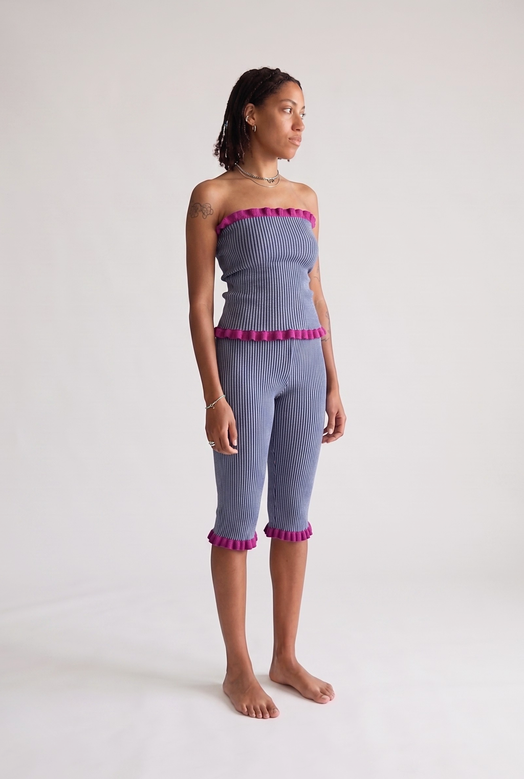 Madonna Tube Top - Dark Grey & Fuchsia