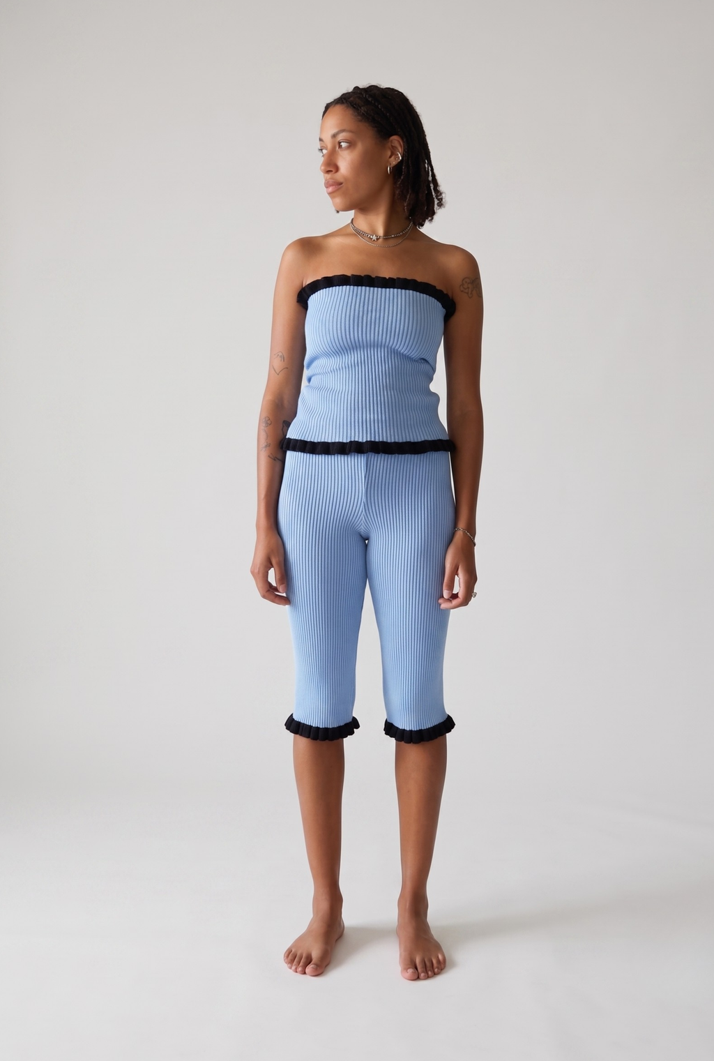 Madonna Tube Top - Sky Blue & Black